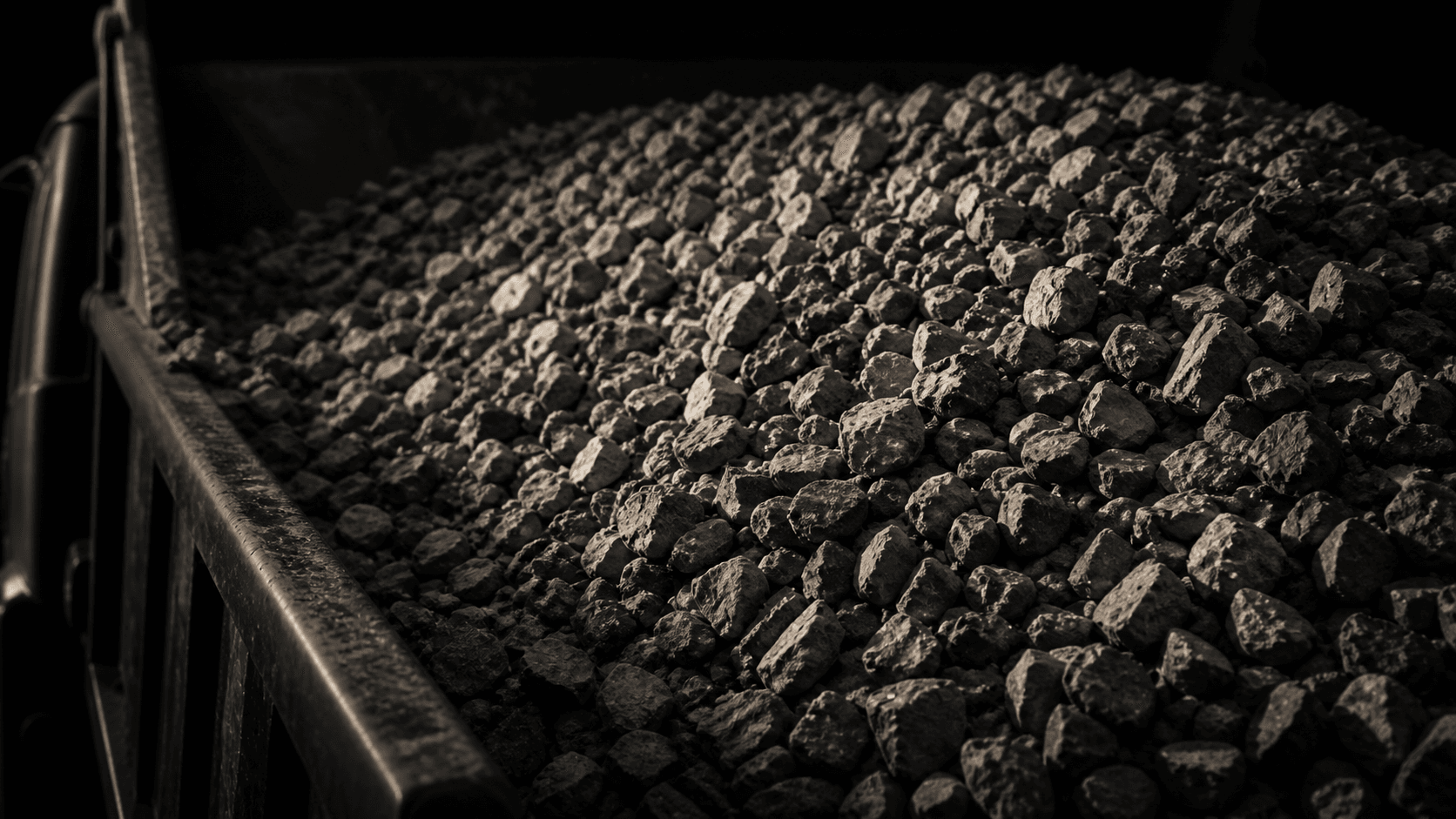 Gravel loaded in a dump truck bed
