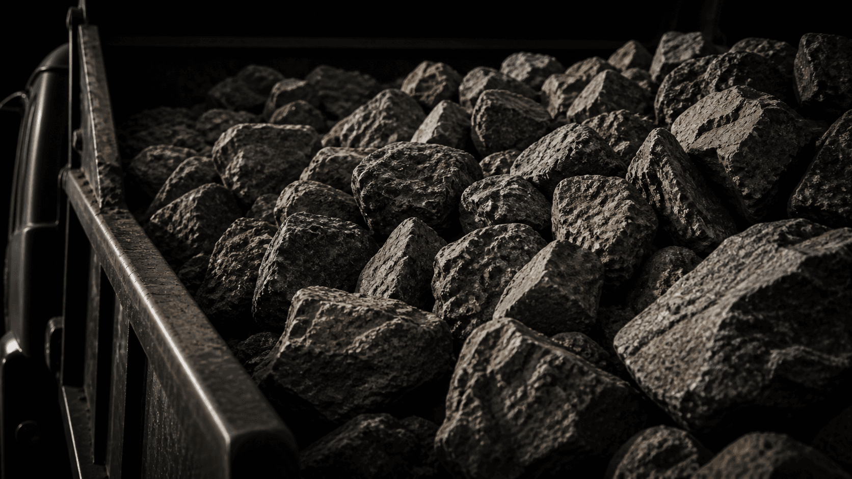 Rock and debris material in a dump truck bed