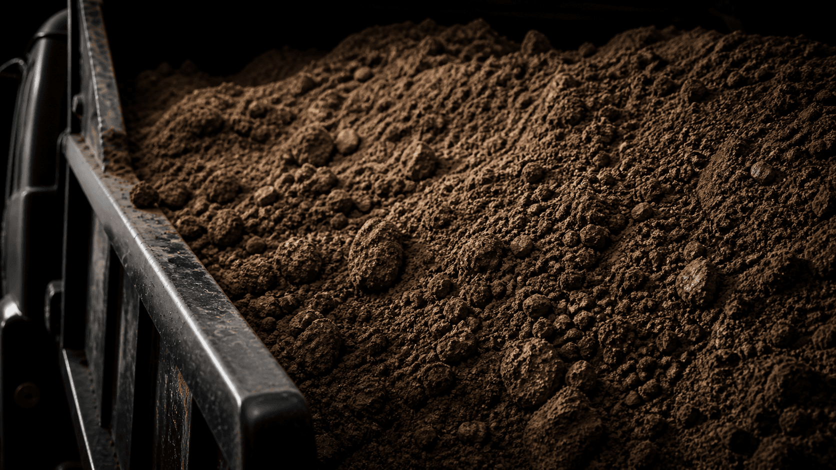 Sand-loam loaded in a dump truck bed
